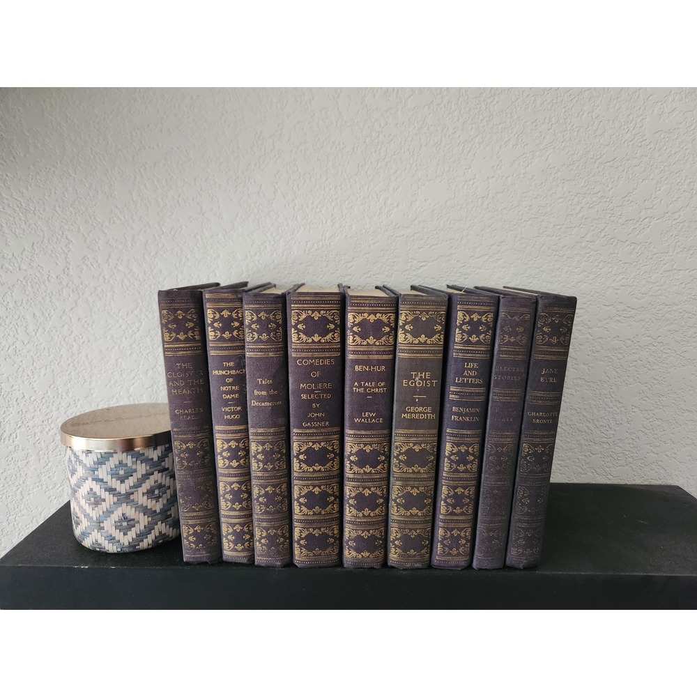 Vtg Book League America Puritan‎ Liberty Set (9) HC 1940s Navy Blue Gold Books
